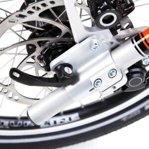 Freno a disco e leva a rilascio rapido per la rimozione della ruota