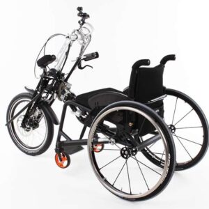 Bicicletta adattiva NJ1 con supporto del cuscinetto regolabile in combinazione con la Speedy F2 (ruota nel prolungamento dell'interasse)