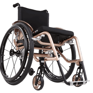 SPEEDY 4you Ergo con schienale adattabile (sistema di cinghie) e freno di stazionamento integrale così come lieve incasso del telaio